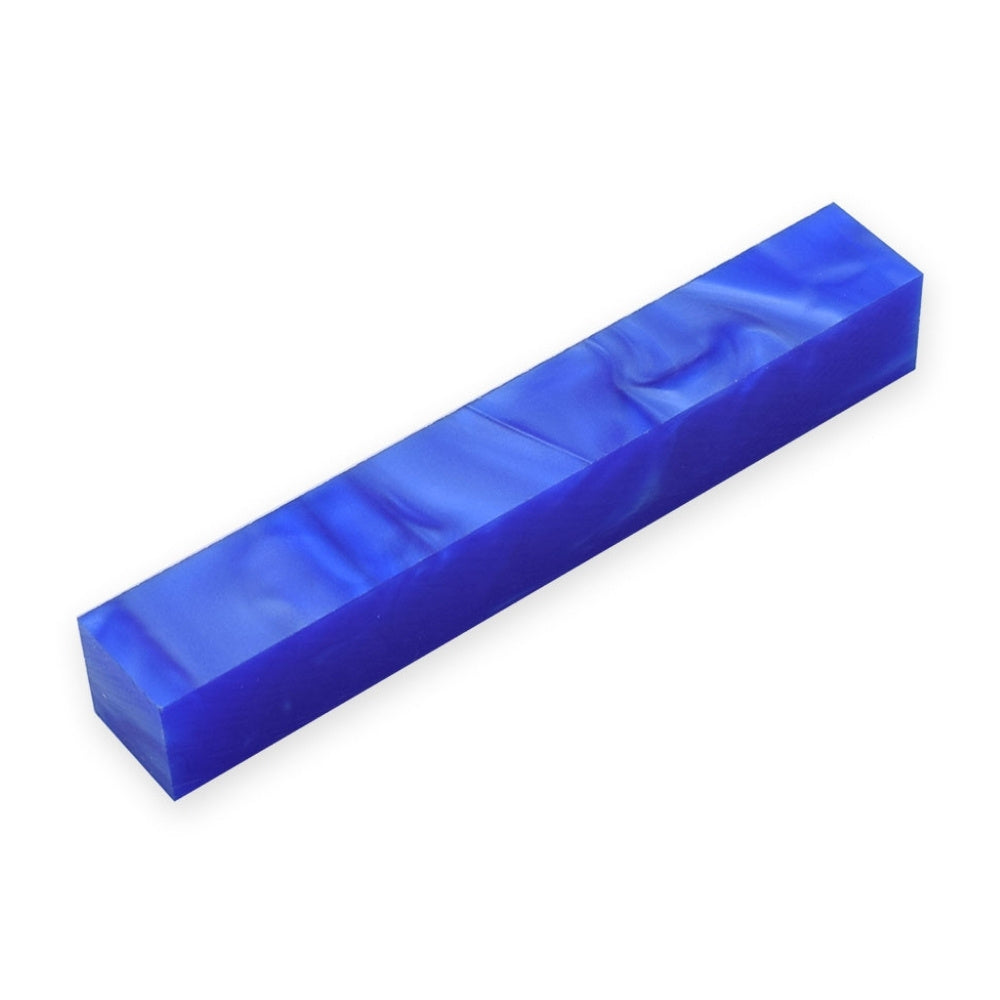 Pen blank - Acryl - 130x20x20 mm - Blau mit Perlmutt - Pfeifenecke
